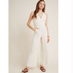 Anthropologie By Anthropologie Demi Textured Yellow cotton Jumpsuit Size 4